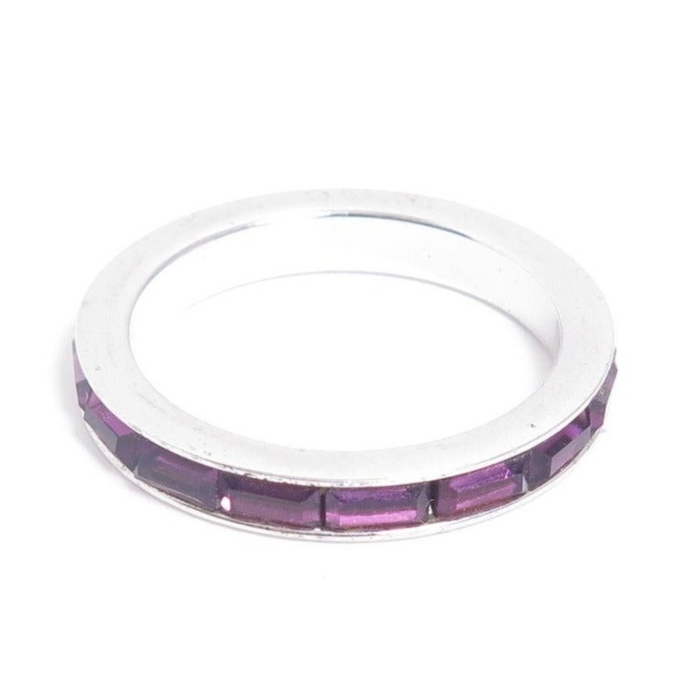 Old Stock Purple Baguette Stone Eternity Ring Size 7